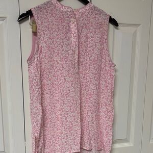 Ann Taylor Pink Floral Sleeveless Blouse